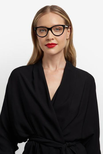 Carolina Herrera Plastic Eyeglass Frame Cat Eye Black HER 0256 807