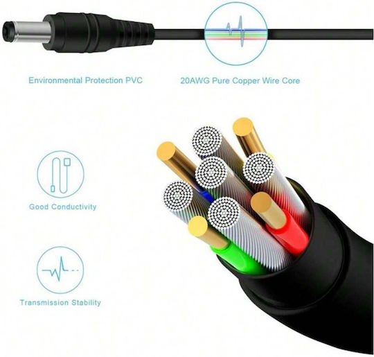 Cablu de Extensie pentru Alimentare Camere IP Zola 5 m Lungime Fabricat din ABS 12V DC Negru