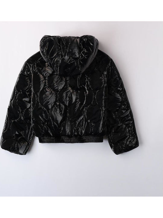 Kids' Quilted Jacket with Hood Black