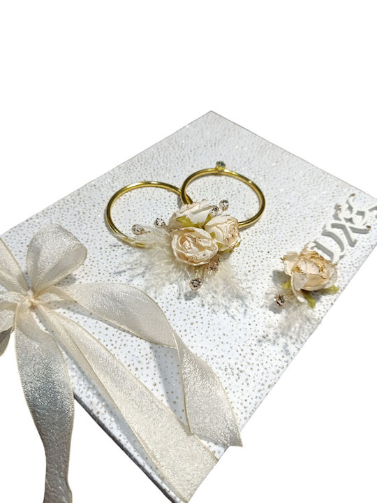 Wedding Wish Book Koufeta Handmade Golden Rings Flowers