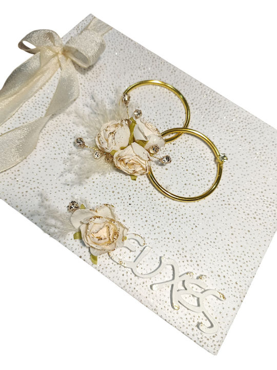 Wedding Wish Book Koufeta Handmade Golden Rings Flowers
