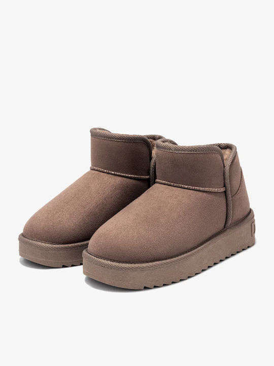 Nordic Low Women's Ankle Boots with Fur Beige