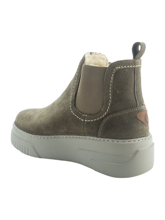 Leather Women's Ankle Boots Beige