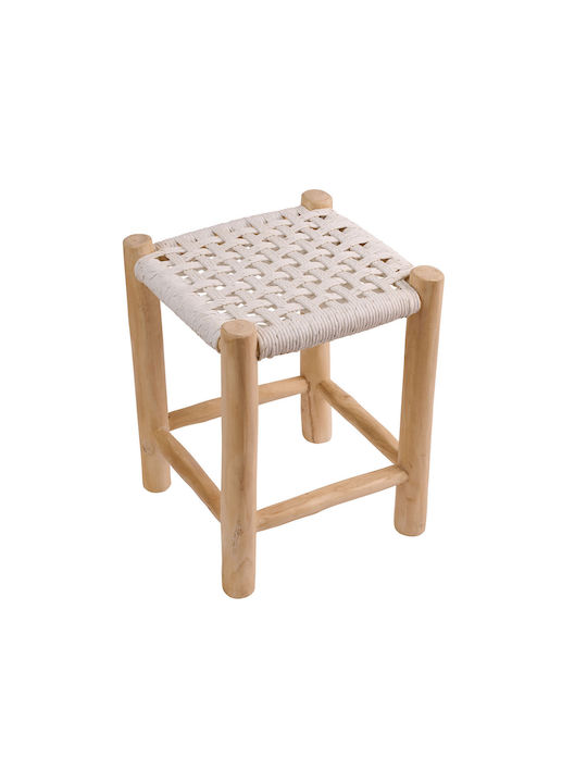 Stool For Living Room Wooden Noor White 35x35x47cm