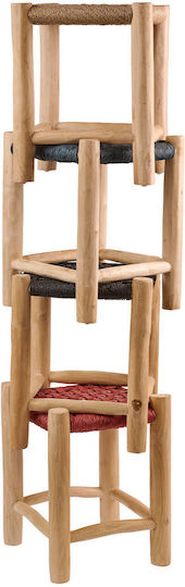 Stool For Living Room Wooden Noor Red 35x35x47cm