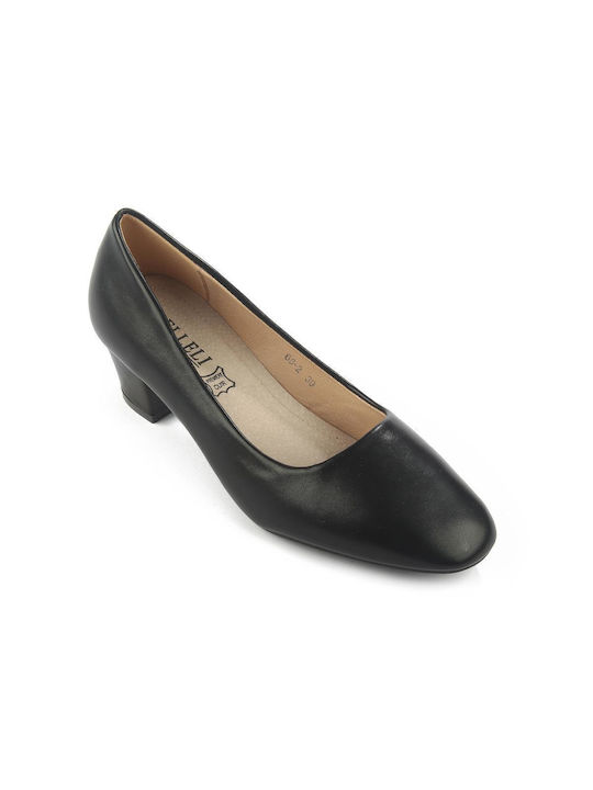 Fshoes Leather Pointed Toe Black Low Heels