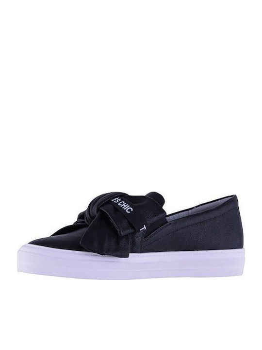 Onosha9 Δερμάτινα Γυναικεία Loafers σε Μαύρο Χρώμα
