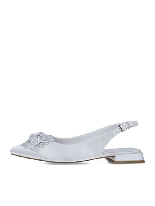 Satin Pantofi balerini pentru femei in Alb Culori