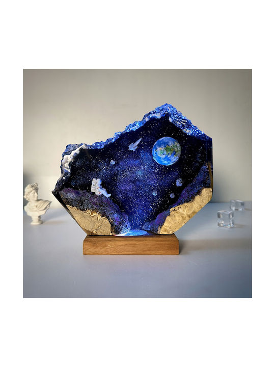 Night Light Cosmos Rocket Decorative Wooden + Epoxy Resin