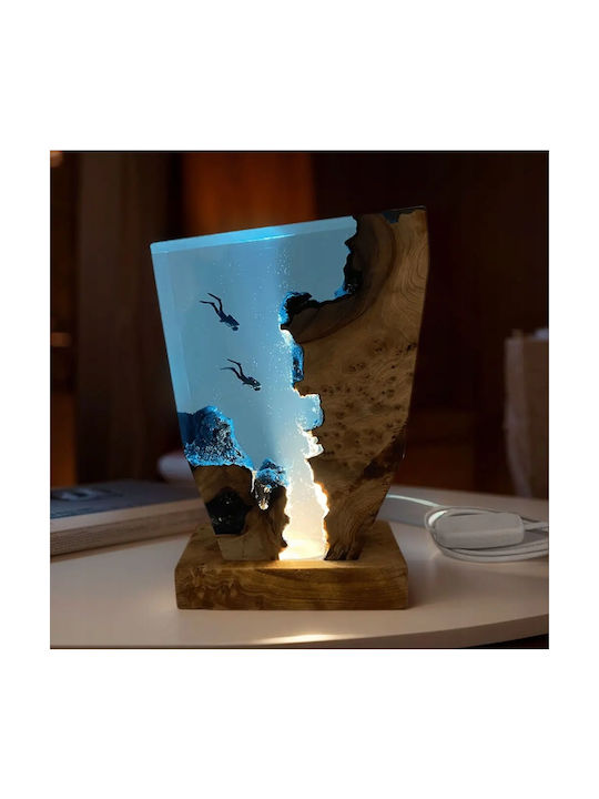Night Lamp Divers Underwater Decorative Wooden + Epoxy Resin