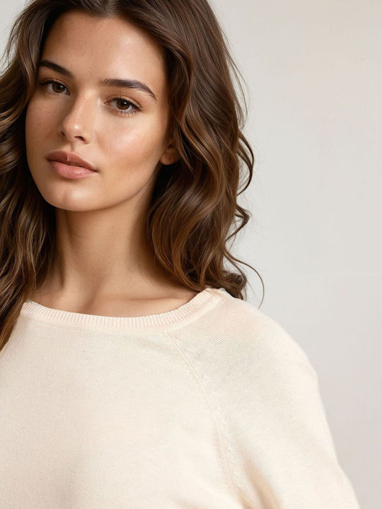 Women's Long Sleeve Sweater Cotton Beige