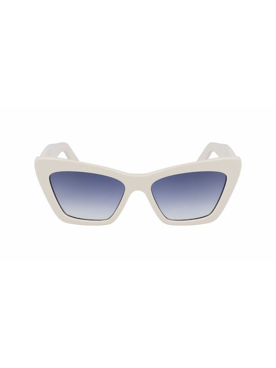 Salvatore Ferragamo Women's Sunglasses with White Plastic Frame and Blue Gradient Lens SF1081SE 103