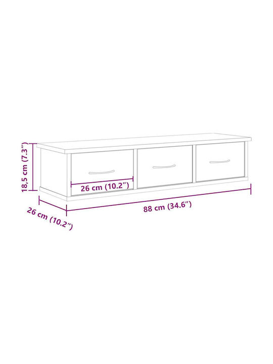 Wand Wohnzimmer Schrank aus Spanplatte Artisia Eiche 88x26x18.5cm