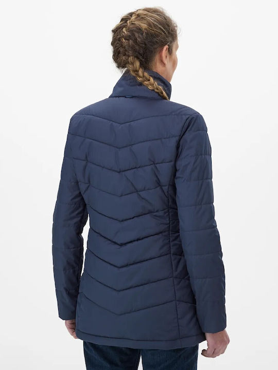 Women's for Hiking Long Parka Jacket Waterproof for Winter with Hood Navy Blue