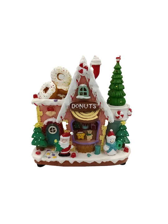 Weihnachts- Beleuchtete Dekorative Darstellung mit Batterie mit Musik 22.2x21.5x13cm Lebkuchenhaus