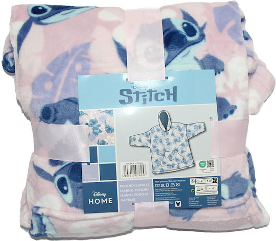 Disney Lilo & Stitch Kids Blanket Hoodie Fleece Coral Sleeves Hood Aym076257 Light Pink