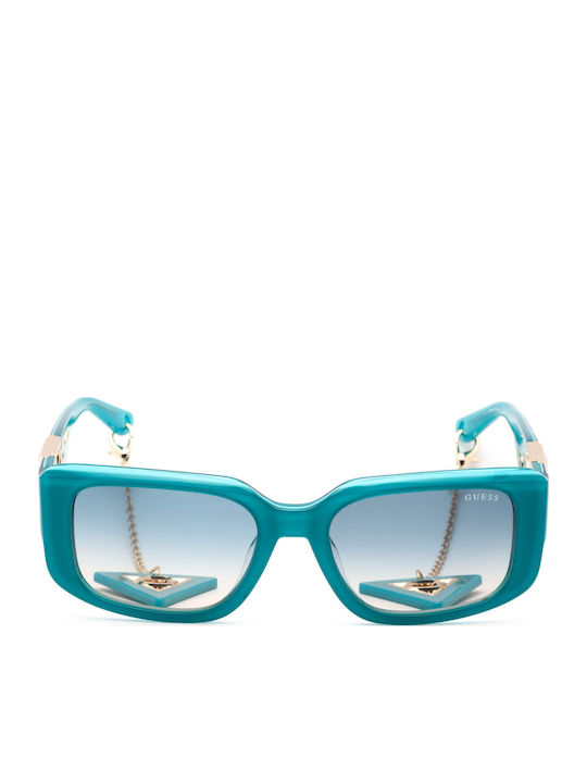 Guess Women's Sunglasses with Turquoise Plastic Frame and Gray Gradient Lens GU7891 87W