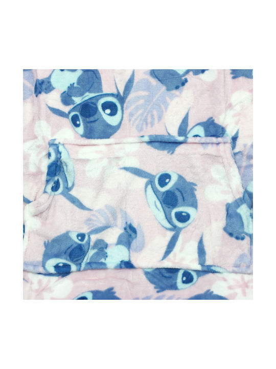 Disney Lilo & Stitch Παιδική Κουβέρτα Μπλούζα Fleece Coral Μανίκια Κουκούλα Aym076257 Ανοιχτό Ροζ