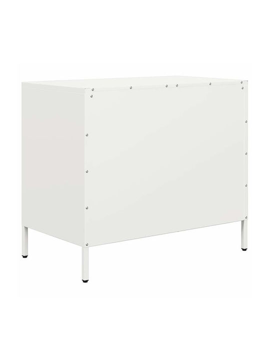 Metallic Chest of Drawers with 3 Drawers White 68x39x58.5cm