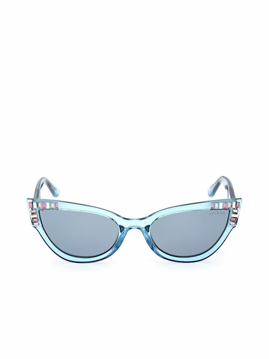 Guess Women's Sunglasses with Blue Plastic Frame and Light Blue Lens GU7901 89V