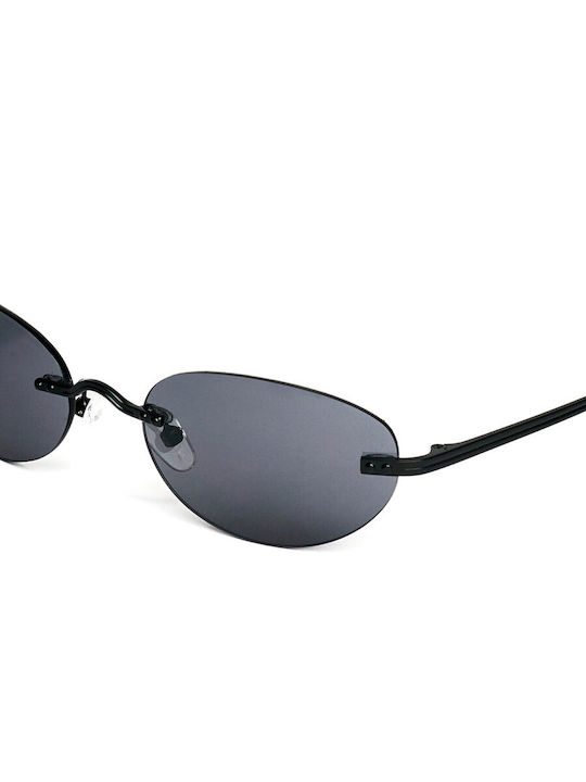 AV Sunglasses Unisex Sunglasses with Black Metal Frame and Black Lens
