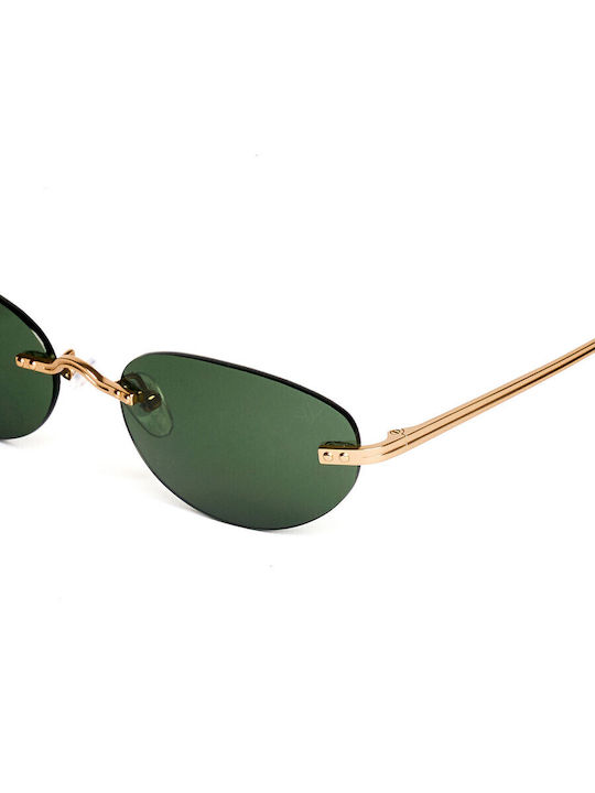 AV Sunglasses Unisex Sunglasses with Gold Metal Frame and Green Lens 118-Irina Gold