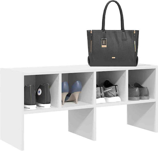 Entry Furniture with Shoe Rack & Wardrobe White 89.5x30x40cm