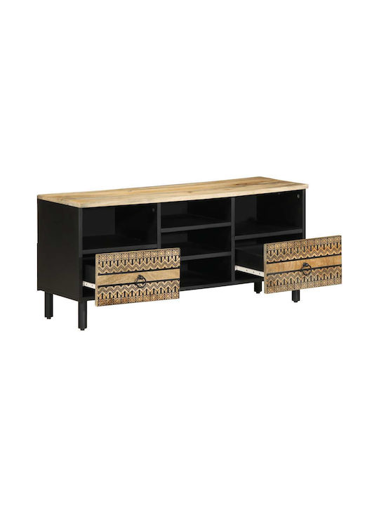 TV Stand from Solid Wood Black Velvet-Black Metal L100xW33.5xH46cm