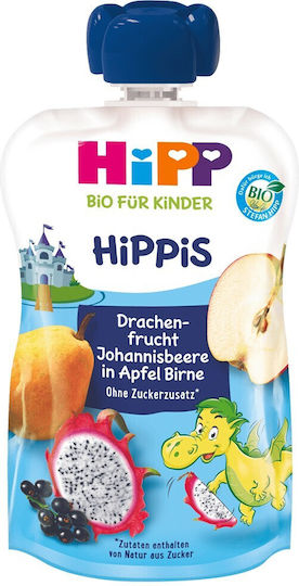 Hipp Fruit-Vegetable Puree Hippis with Flavor Apple-Pear-Dragon Fruit-Currant No Added Sugar 100gr for 12+ Months