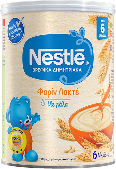 Nestle Βρεφική Κρέμα Φαρίν Λακτέ Χωρίς Προσθήκη Ζάχαρης 300gr για 6+ Μηνών