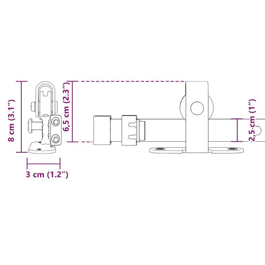 Vidaxl Κιτ Συρόμενης Πόρτας Γραφείου 213 Cm Ανθρακούχο Χάλυβα