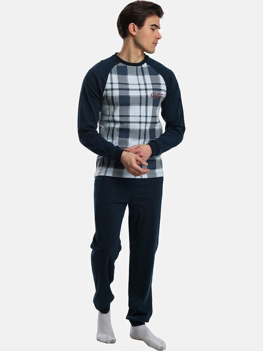 Dreams by Joyce Power Off Winter Men's Cotton Pyjama Light Blue/Blue