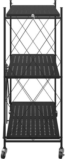 vidaXL Металик Кухненско Тролейче С 3 Позиции Черно 71x34x88см