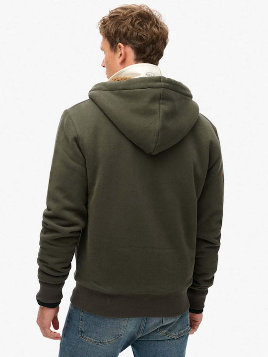 Superdry D2 Ovin Borg Lined Dark Olive Green mit Kapuze