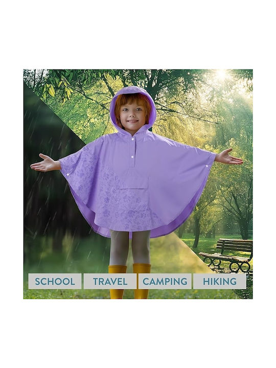 Waterproof Kids' Casual Jacket with Hood Purple