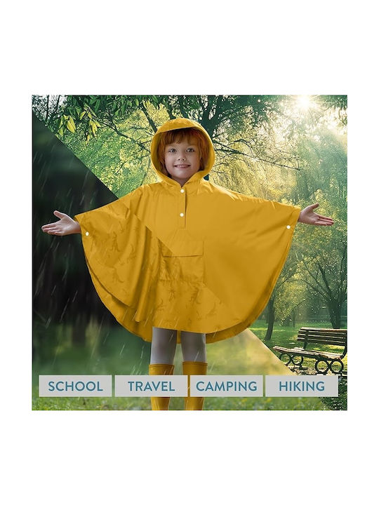 Rain Poncho - Unisex Αδιάβροχο Πόντσο με Κουκούλα & Θήκη Μεταφοράς για Παιδιά 11 έως 15 ετών - Large - Yellow Αδιάβροχο Παιδικό Casual Μπουφάν με Κουκούλα Κίτρινο