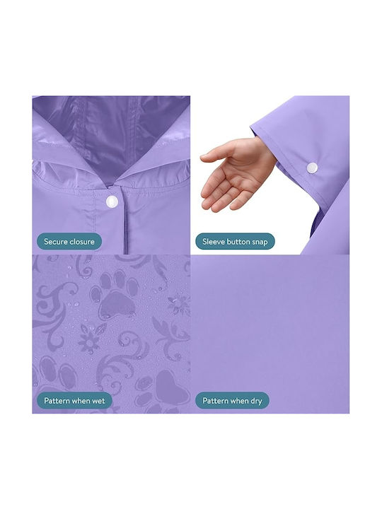 Jemidi Rain Poncho - Unisex Waterproof Poncho with Hood & Carrying Case for Kids 3 to 5 Years - Small - Purple Waterproof Kids Casual Jacket with Hood Purple