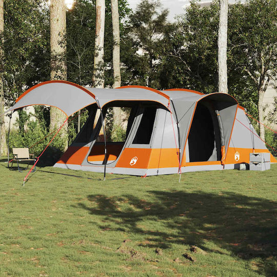 vidaXL Camping Tent for 5 People 595x330x203cm Grey/Orange