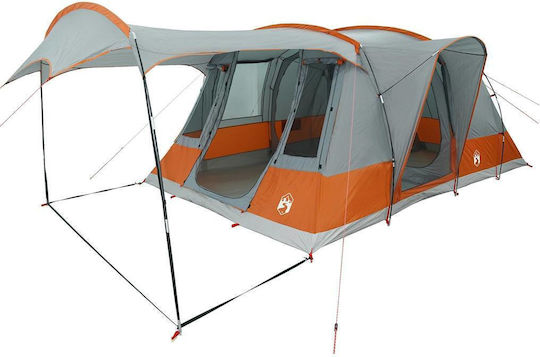 vidaXL Σκηνή Camping Τούνελ Γκρι για 5 Άτομα 595x330x203εκ. Γκρι/Πορτοκαλί