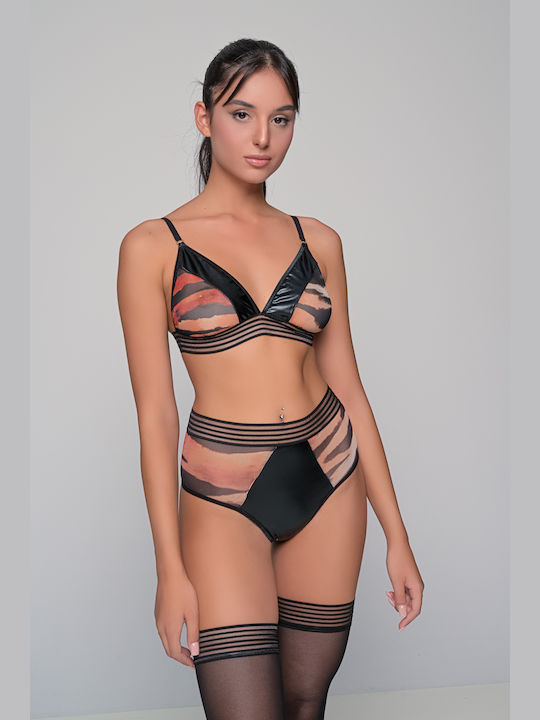 Milena by Paris Underwear Set with Bra & High Waisted Slip Tiger