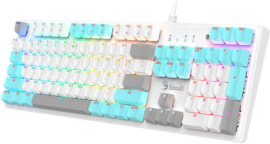 A4Tech Bloody S510R Gaming Mechanical Keyboard with Custom Brown switches and RGB lighting (English US) White