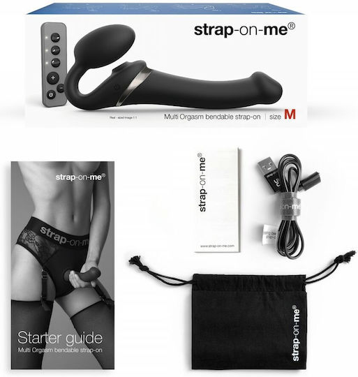 Strap On Me Fără bretele Strap On cu Dildo 2cm cu vibrație în Culoare Negru