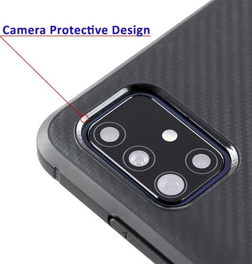 Volte-Tel Carbon Camera Protective Umschlag Rückseite Silikon Schwarz (Huawei Y5p)