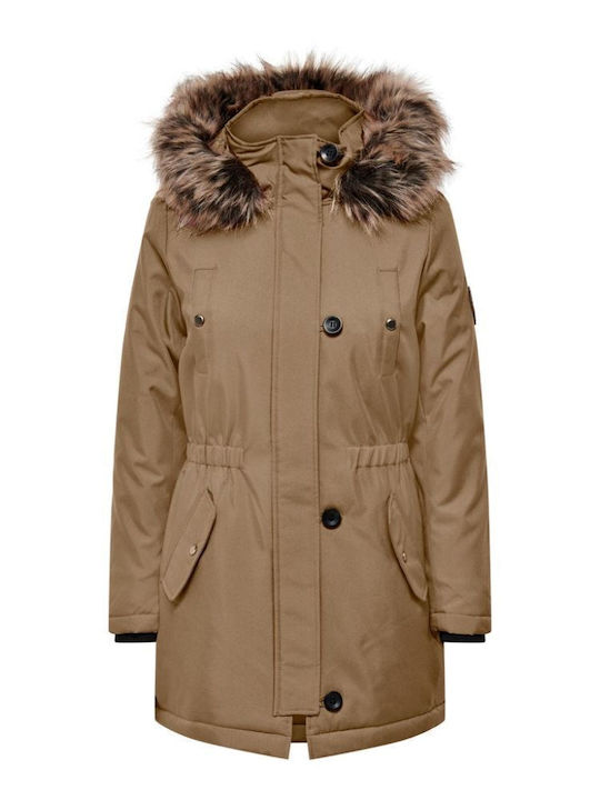 Iris Women's Short Parka Jacket for Winter Tigers Eye