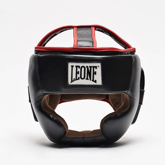 Leone Full Cover Adult Full Face Boxing Headgear Leather Black