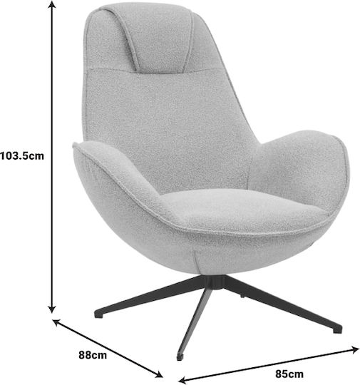 Flago Sessel Drehbar Light Grey 85x88x103.5cm
