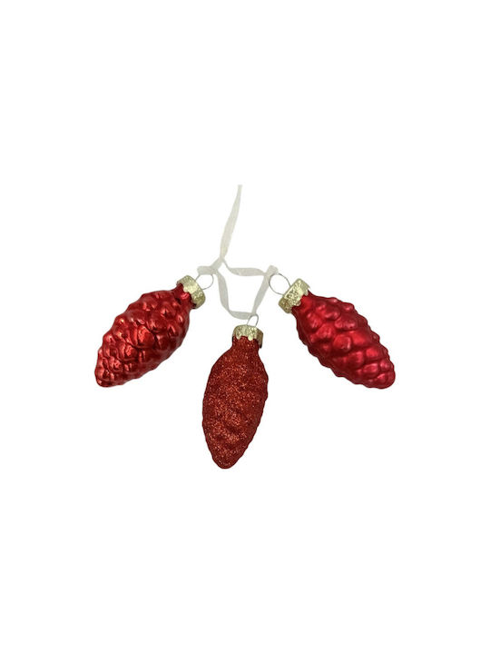 Set Weihnachtsbaumschmuck Kiefer Rote 3Stücke