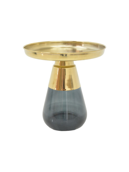 Round Side Table Kunlo Glass Gold Chrome-Black LxW50xH53cm.