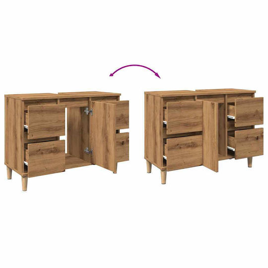 vidaXL Waschtisch ohne Waschbecken L80xB33xH60cm Oaks