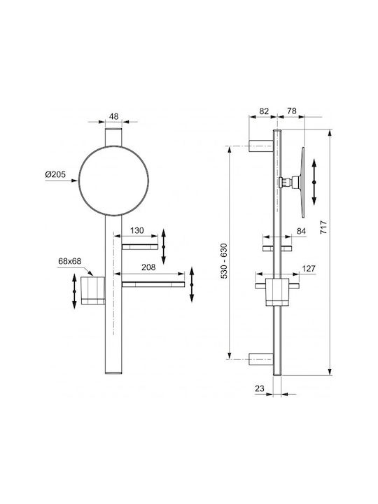 Ideal Standard Single Wall-Mounted Bathroom Rail ​70x70cm Silver